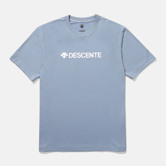 推荐【享贝家】DESCENTE 迪桑特 字母圆领运动短袖背侧小标T恤 灰蓝色 SN323UTS72（现采购商品，下单后12天内发货）商品