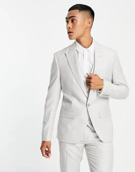 推荐River Island dobbie texture suit jacket in light grey商品