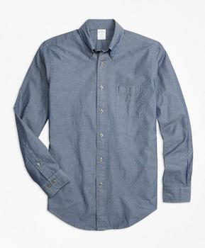 布克兄弟 衬衫, Brooks Brothers | Regent Regular-Fit Sport Shirt, Indigo Chambray商品图片 4.1折