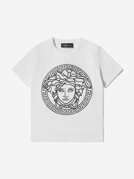 推荐Versace White Girls Cotton Jersey Medusa Logo T-Shirt商品