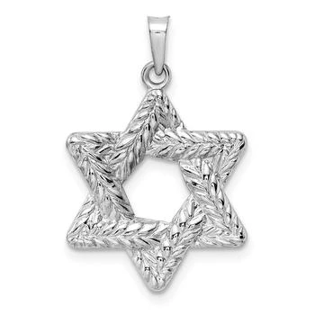 Diamond2Deal | 14k White Gold Polished Textured Solid Star of David Pendant,商家Premium Outlets,价格¥2785