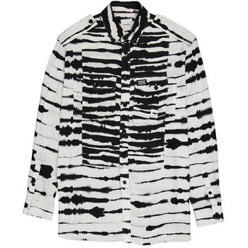 burberry衬衫, Burberry | Mens Monochrome Long-sleeve Watercolour Print Oversized Shirt商品图片 6.9折