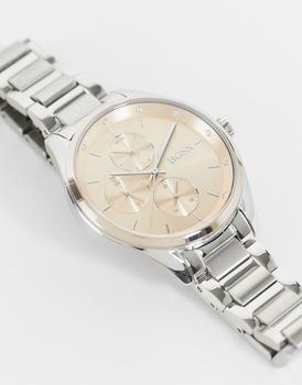推荐BOSS womens pink dial chronograph bracelet watch in silver 1502604商品