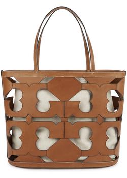 tory burch托特包, Tory Burch | Brown logo cut-out leather tote商品图片 