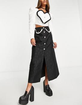 推荐Sister Jane black midi skirt with contrast pockets co-ord in black商品
