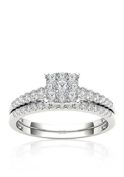 Belk & Co. | Co. 1 2 Ct. T.w. Diamond Cluster Engagement Ring Set In 10K White Gold,商家Belk,价格¥5743