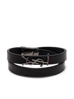 推荐Black leather Opyum logo plaque bracelet from SAINT LAURENT商品