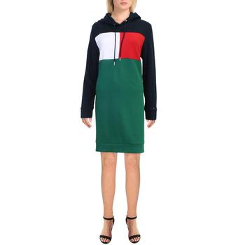推荐Calvin Klein Womens Colorblock Hooded Sweatshirt Dress商品
