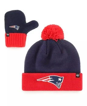 47 Brand | Toddler Unisex Navy and Red New England Patriots Bam Bam Cuffed Knit Hat with Pom and Mittens Set,商家Macy's,价格¥221