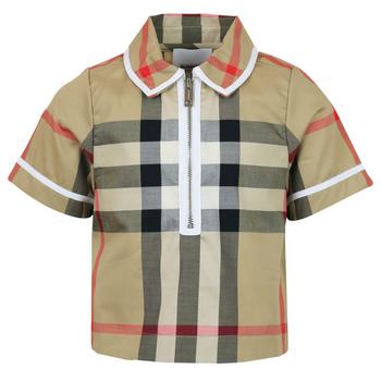 商品Beige Check Mini Thalia Short Sleeve Shirt,商家Designer Childrenswear,价格¥1267图片