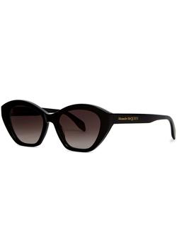 Alexander McQueen | Black cat-eye sunglasses商品图片,