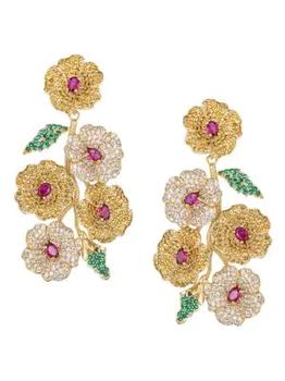 Eye Candy LA | The Luxe June Flower Spring Goldtone & Cubic Zirconia Drop Earrings商品图片,5折