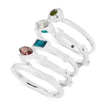 商品Lucky Brand | Silver-Tone 5-Pc. Set Mixed Crystal Stack Rings,商家Macy's,价格¥251图片