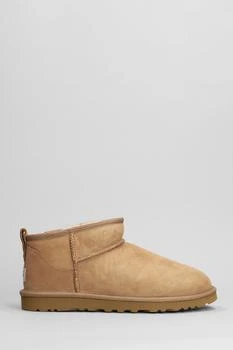 推荐Classic Ultra Mini Low Heels Ankle Boots In Leather Color Suede商品