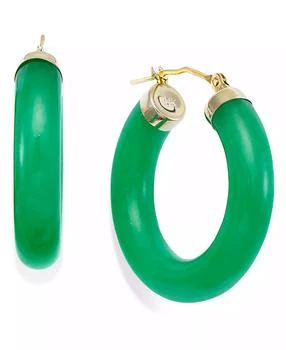 Macy's | Jade Hoop Earrings in 14k Gold (27-1/2mm),商家Macy's,价格¥900