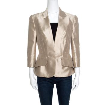 [二手商品] Alexander McQueen | Alexander McQueen Champagne Silk Faux Lapel Mikado Blazer M商品图片,7.5折