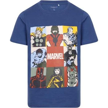 推荐Marvel superheroes print t shirt in melange blue商品