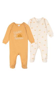 product Walkin' On Sunshine Print Sleeper Bodysuit - Pack of 2 image