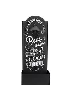 商品14.5" Black and White 'Beer is Always a Good Idea' Bottle Opener with Storage Bin图片