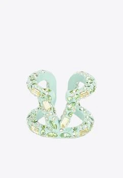 Valentino | Crystal Embellished VLogo Ring,商家Thahab,价格¥2724