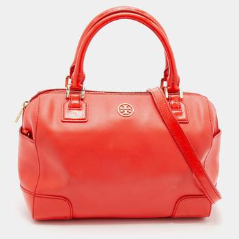 tory burch robinson, [二手商品] Tory Burch | Tory Burch Orange Leather Robinson Middy Satchel商品图片 7.5折