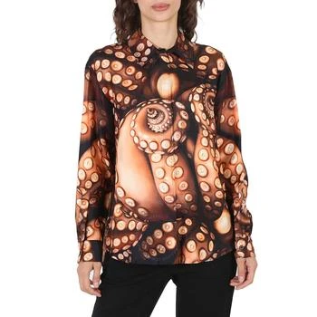 Burberry | Silk Twill Octopus Print Long-sleeve Oversized Shirt 4折, 满$200减$10, 满减