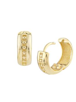 商品​14K Yellow Gold Channel Bead Huggie Earrings图片