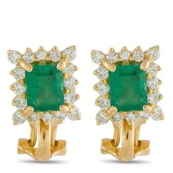 LB Exclusive | 18K Yellow Gold 0.30ct Diamond and Emerald Clip-On Earrings  MF12-101025,商家Premium Outlets,价格¥8303