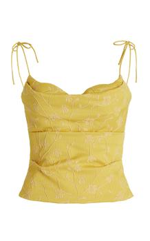 推荐Rosie Assoulin - Women's Draped Brocade Camisole Tank Top - Yellow - US 0 - Moda Operandi商品