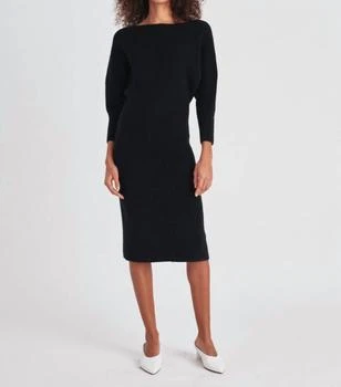 推荐Cashmere Ribbed V Neck Dres In Black商品