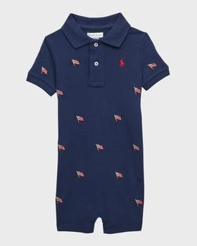 推荐Boy's Mesh Embroidered Polo Playsuit, Size 3M-24M商品