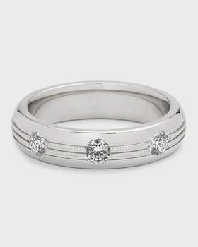 Neiman Marcus Diamonds | Men's 18K White Gold 3-Diamond FG/VS Wedding Band, Size 9.5-10,商家Neiman Marcus,价格¥46489