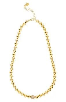 推荐18K Yellow Gold Plated Pave CZ Ball Bead Necklace商品