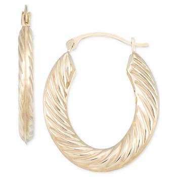 商品Macy's | Textured Oval Hoop Earrings in 10k Yellow Gold,商家Macy's,价格¥1975图片