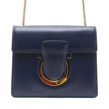 菲拉格慕包单肩包, Salvatore Ferragamo | SALVATORE FERRAGAMO 女士蓝色牛皮饰有金色金属LOGO链条单肩斜挎包 21-F893-693602商品图片 满$100享9.5折, 满折