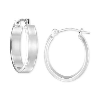 商品Macy's | Polished Oval Hoop Earrings in 14k White Gold, 1/2",商家Macy's,价格¥3584图片