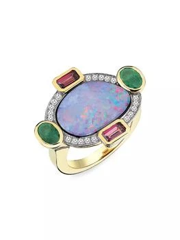 Melis Goral | Focus Two-Tone 14K Gold & Multi-Gemstone Ring,商家Saks Fifth Avenue,价格¥31162
