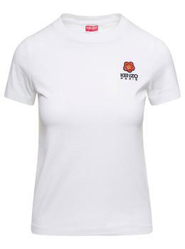 推荐White Crewneck T-Shirt with Logo Embroidery in Cotton Woman商品