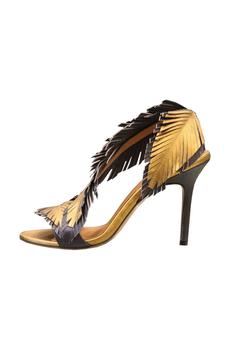 商品Baldowski | Baldowski Women's D01511 Metallic Feather Detail Strappy Heel in Gold,商家Atterley,价格¥854图片