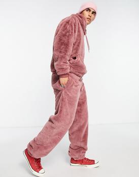 ASOS | ASOS DESIGN oversized joggers in pink faux fur商品图片,8.6折