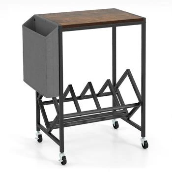 Hivvago | Rolling Record Player Stand 2-Tier with Vinyl Storage and Magazine Holder Bag,商家Premium Outlets,价格¥582