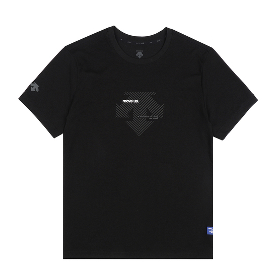 【享贝家】DESCENTE 迪桑特 线条纹标短袖T恤 黑色 SM323UTS76-BLK0（现采购商品，下单后12天内发货）,价格$49.10