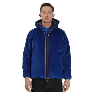 推荐Kway Men's Blue Royal Marine Hamis Cotton Ribbed Hooded Jacket, Size Small商品