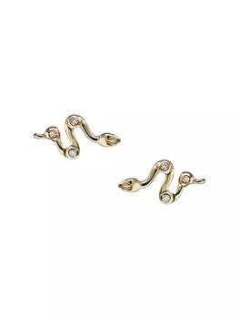 Anzie | Anzie x Mel Soldera 14K Yellow Gold & 0.03 TCW Diamond Snake Stud Earrings,商家Saks Fifth Avenue,价格¥2626