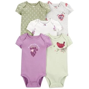 推荐Baby Girls Short Sleeve Bodysuits, Pack of 5商品