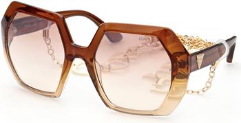 推荐Guess Brown Mirror Geometric Ladies Sunglasses GU7786 47G 57商品