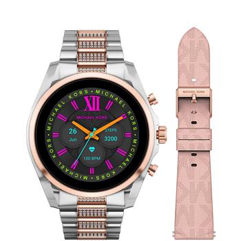 Michael Kors | Women's Gen 6 Bradshaw Two-Tone Stainless Steel Smartwatch with Strap Set, 44mm商品图片,
