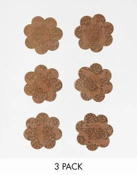 ASOS | ASOS DESIGN 3 pack fabric nipple covers in brown,商家ASOS,价格¥49