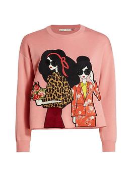 Alice + Olivia | Gleeson Bead-Embellished Graphic Sweater商品图片,6折
