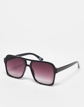 ASOS | ASOS DESIGN 70's aviator sunglasses in black with gradient lens商品图片,